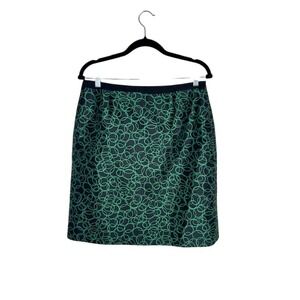 Doncaster Abstract  Green Black Circle Print Pencil Skirt Size 8 Lined Luxury